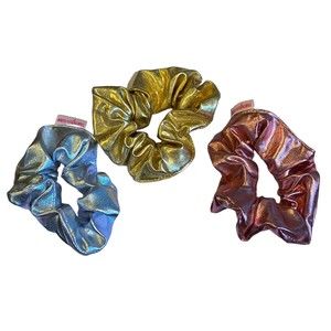 Toot Metallic Hair Scrunchies Set of 3 NWOT